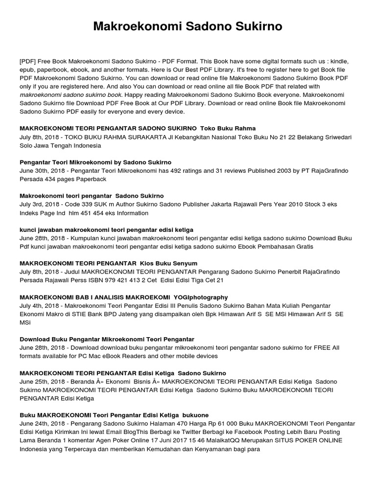 Pengertian dan Konsep Makroekonomi Menurut Sadono Sukirno